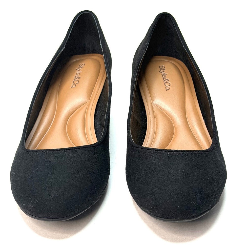 Style & Co Women's Gerriee Block-Heel Pumps Black Micro Size 7.5M NWT‎ and BOX
